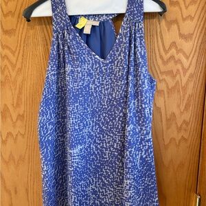 Blue and White Sleeveless Top